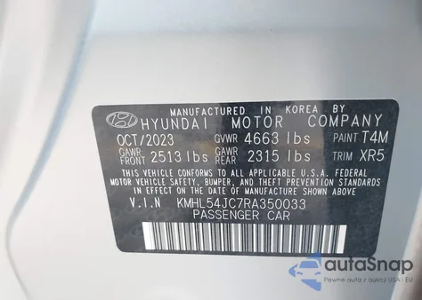 2024 Hyundai Sonata N Line из США, поврежденный, VIN KMHL54JC7RA350033